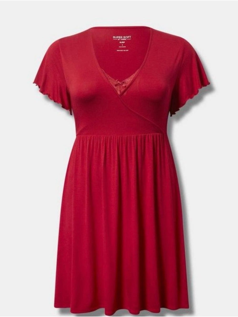 torrid Red Flutter-Sleeve Wrap Nightgown
